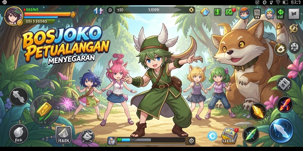 Tampilan gameplay menarik dalam BOSJOKO dengan karakter Anime yang unik.