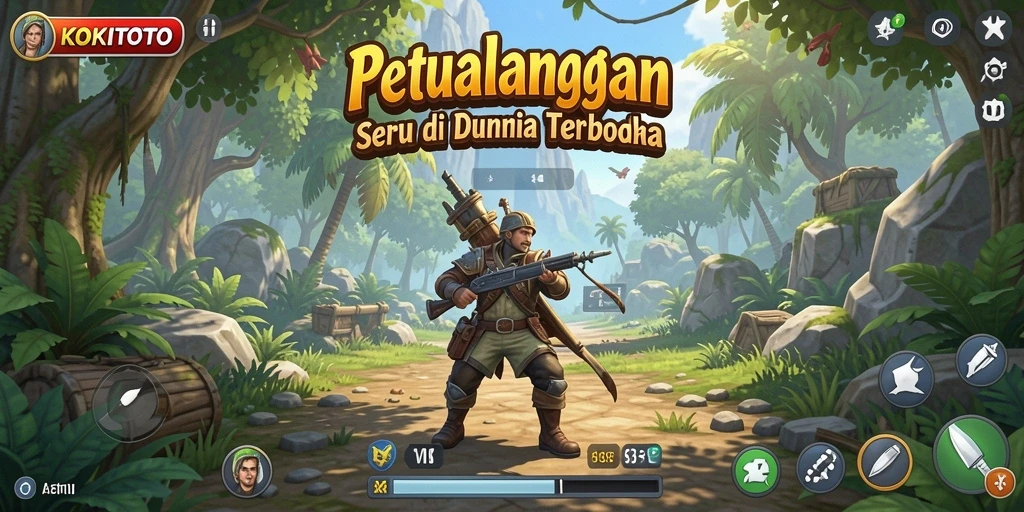 Tampilan gameplay KOKITOTO dengan dunia terbuka yang luas.