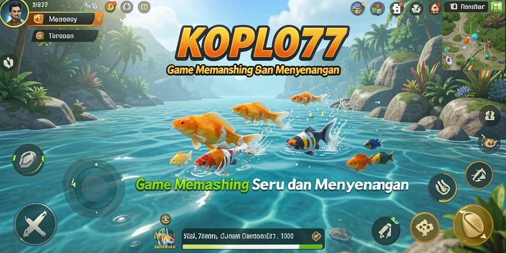 Screenshot gameplay KOPLO77 menampilkan serunya memancing ikan di tengah lautan.