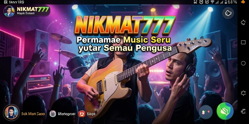 Screenshot gameplay NIKMAT777 dengan banyak elemen musik.