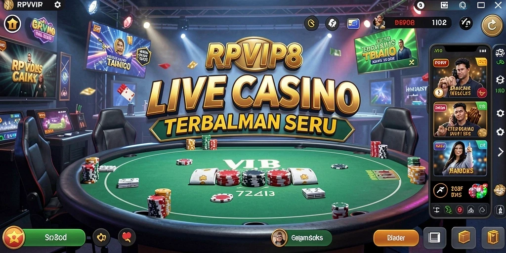 Tampilan gameplay RPVIP8 dalam sesi Live Casino yang menarik dan interaktif.