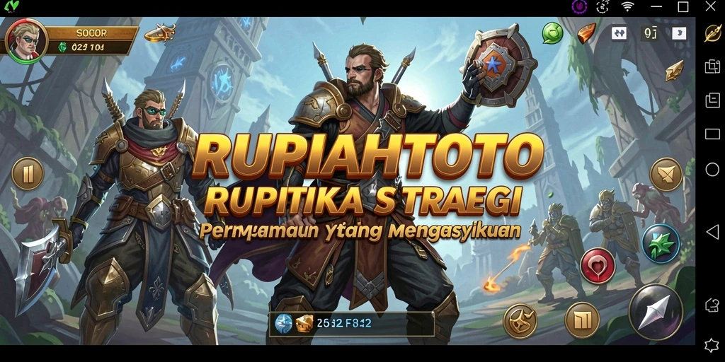 Screenshot gameplay RUPIAHTOTO menampilkan pertarungan strategi yang intens.
